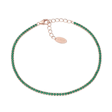 Bracciale donna Amen Tennis in argento rosé con zirconi verdi BT1RVE17-1