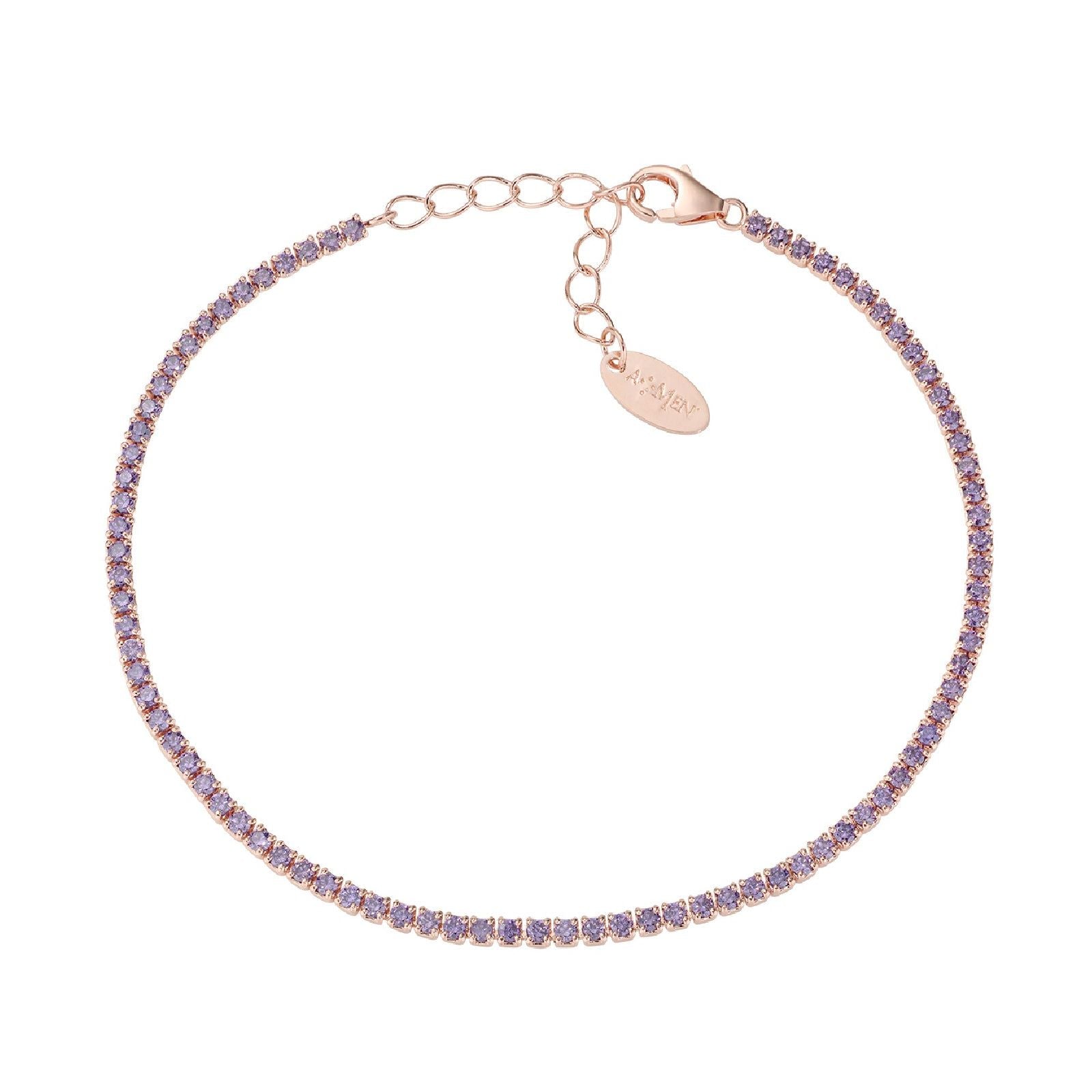 Bracciale donna Amen Tennis in argento rosé con zirconi viola BT1RVI17-1