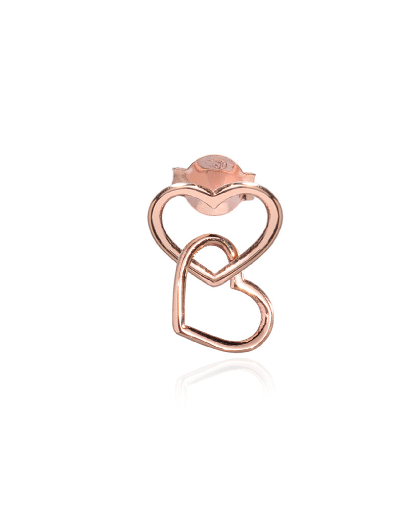 Mono orecchino Burato Con Amore da donna in oro rosa 18kt a forma di cuore di dimensioni 13mmx5mm BT854