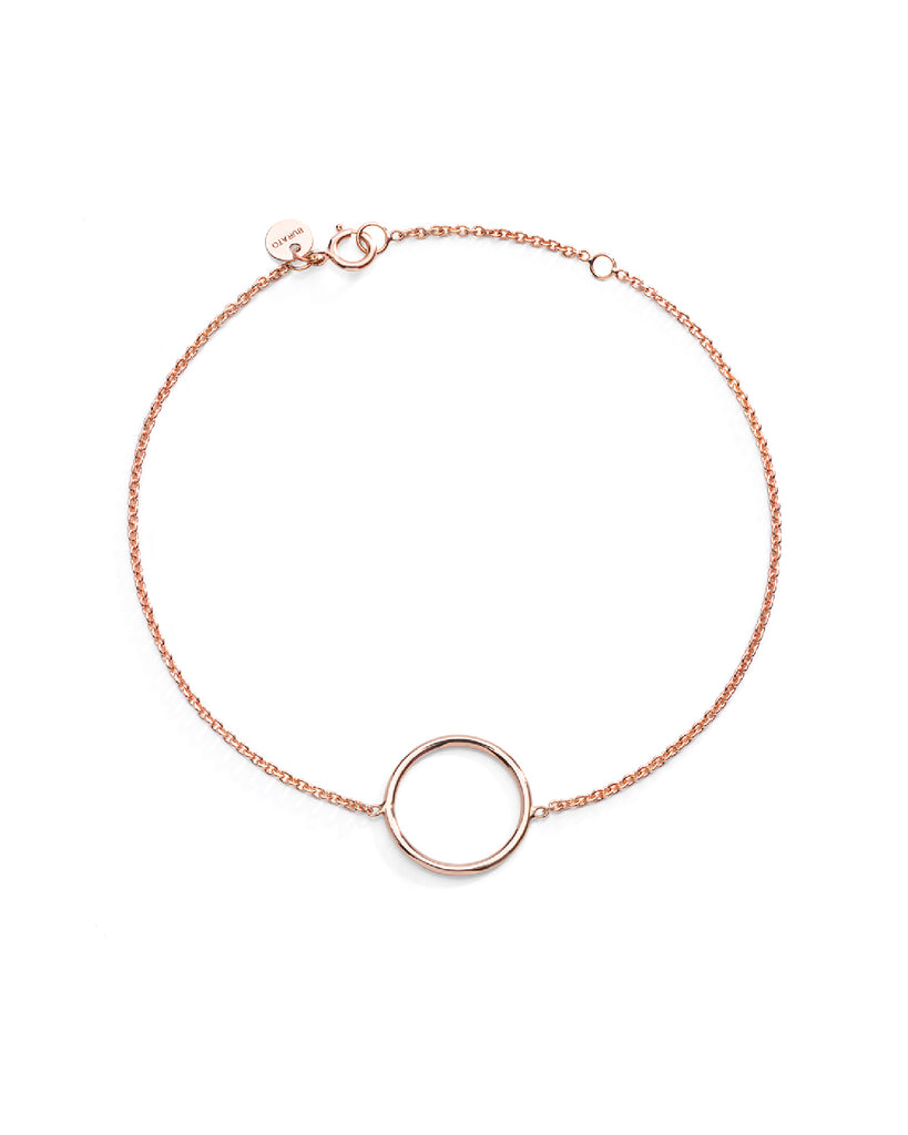 Bracciale catena della collezione Burato Linee ed Archi da donna in oro rosa 18kt con un cerchio al centro BU453