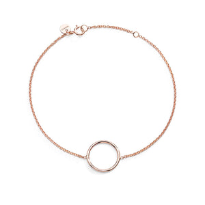 Bracciale catena della collezione Burato Linee ed Archi da donna in oro rosa 18kt con un cerchio al centro BU453