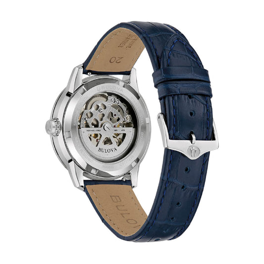 Orologio Bulova Sutton Skeleton uomo cinturino in pelle blu MISURA UNICA