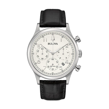 Orologio crono da uomo Bulova in acciaio e pelle marrone