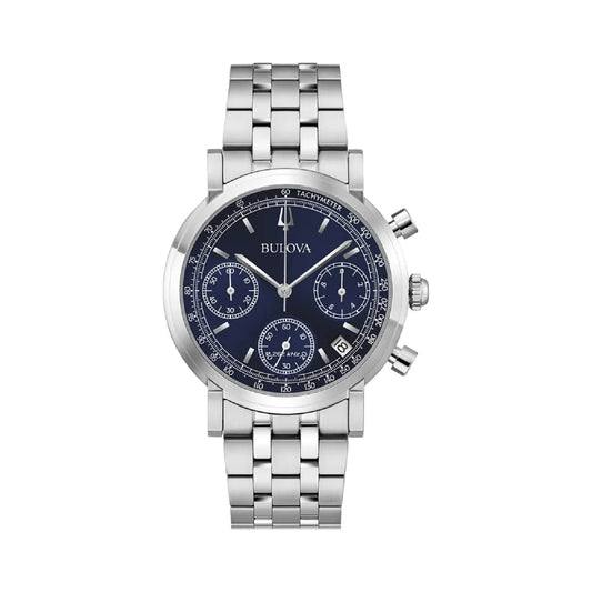 Orologio cronografo uomo Bulova acciaio quadrante blu MISURA UNICA