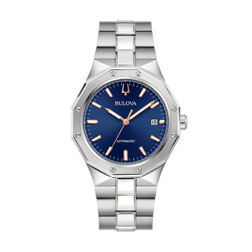 Orologio auto da uomo Bulova in acciaio con quadrante blu MISURA UNICA