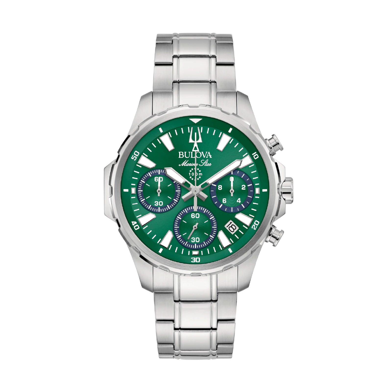 Orologio crono da uomo Bulova in acciaio con quadrante verde MISURA UNICA