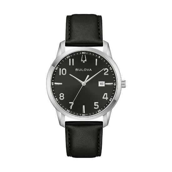 Orologio solo tempo Bulova con cinturino in pelle nera MISURA UNICA