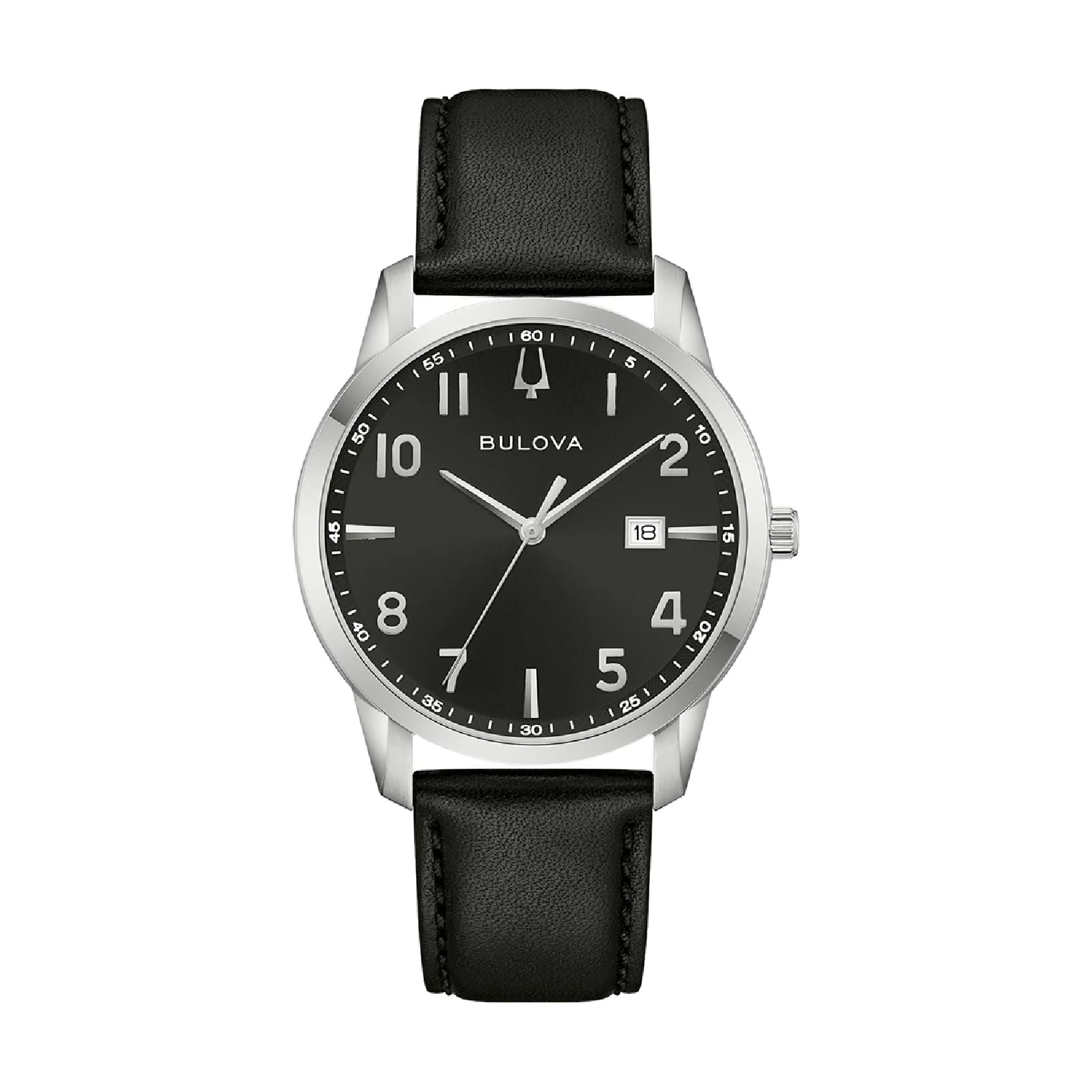 Orologio solo tempo Bulova con cinturino in pelle nera MISURA UNICA