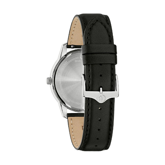 Orologio solo tempo Bulova con cinturino in pelle nera MISURA UNICA