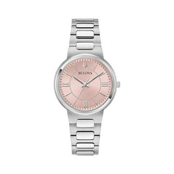 Orologio da donna Bulova in acciaio con quadrante rosa MISURA UNICA