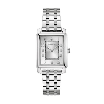 Orologio donna Bulova Sutton Tank in acciaio quadrante bianco MISURA UNICA