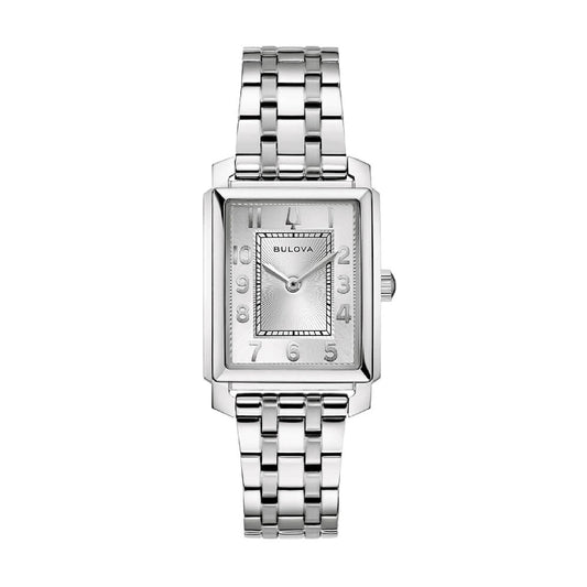 Orologio donna Bulova Sutton Tank in acciaio quadrante bianco MISURA UNICA
