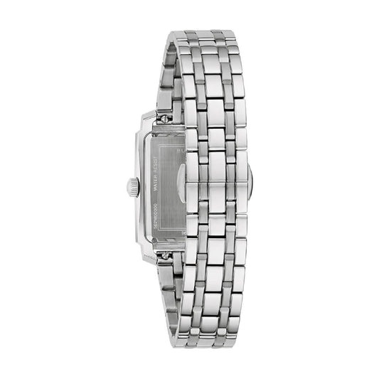 Orologio donna Bulova Sutton Tank in acciaio quadrante bianco MISURA UNICA