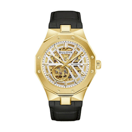 Orologio solo tempo Bulova Octagon Prestige in acciaio e pelle MISURA UNICA