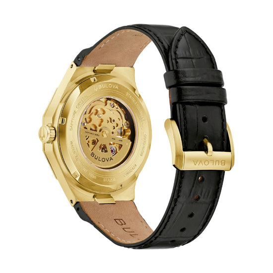 Orologio solo tempo Bulova Octagon Prestige in acciaio e pelle MISURA UNICA