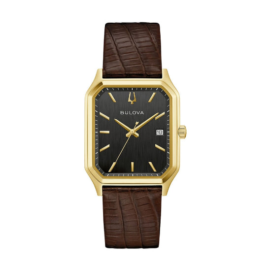 Orologio solo tempo Bulova con cinturino in pelle marrone MISURA UNICA