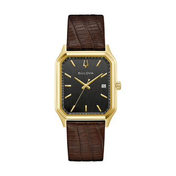 Orologio solo tempo Bulova con cinturino in pelle marrone MISURA UNICA