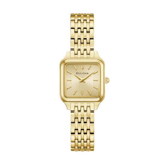 Orologio Bulova in acciaio dorato cassa quadrata da donna MISURA UNICA