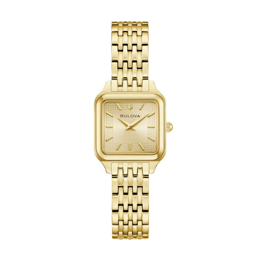 Orologio Bulova in acciaio dorato cassa quadrata da donna MISURA UNICA