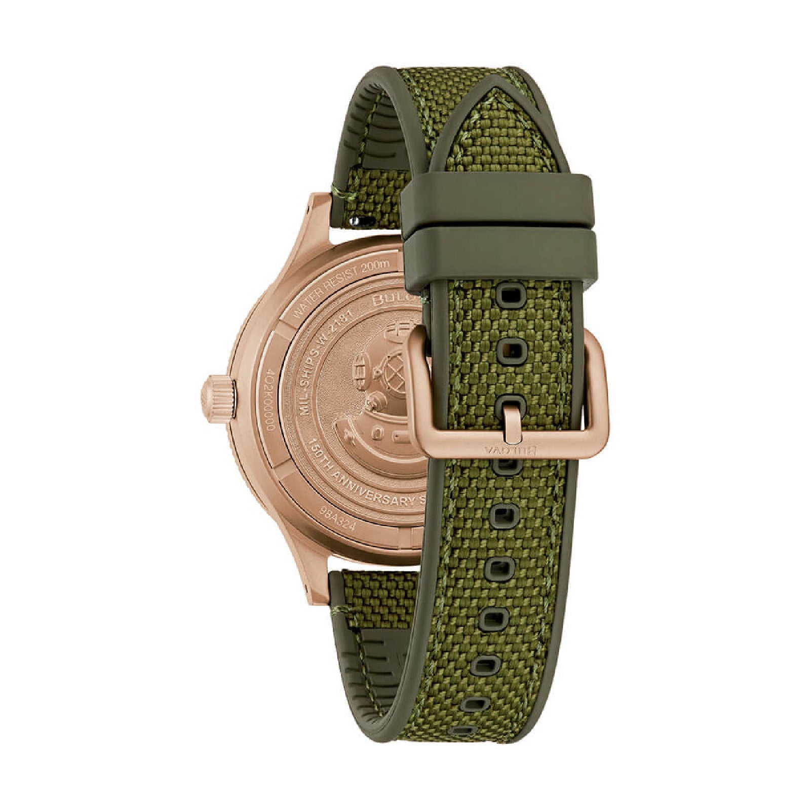 Orologio solo tempo da uomo della Bulova in bronzo e nylon verde MISURA UNICA