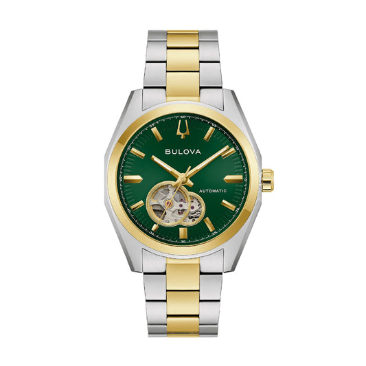 Orologio solo tempo Bulova Surveyor in acciaio bicolore e verde MISURA UNICA