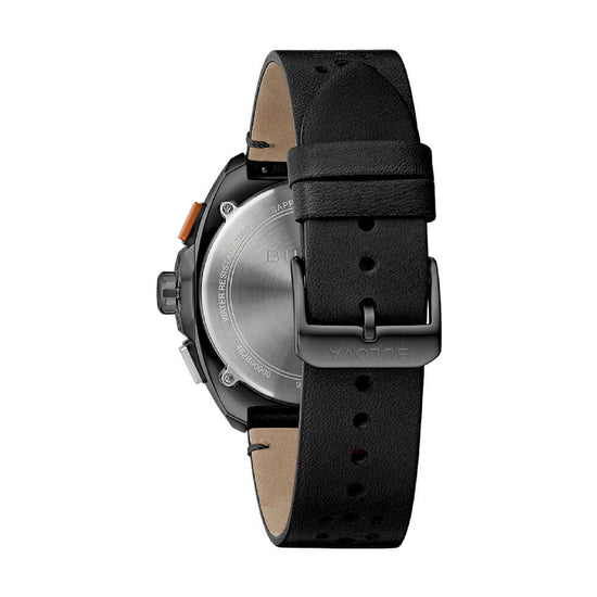 Orologio Cronografo Bulova in acciaio e pelle di colore nero BV.98B428
