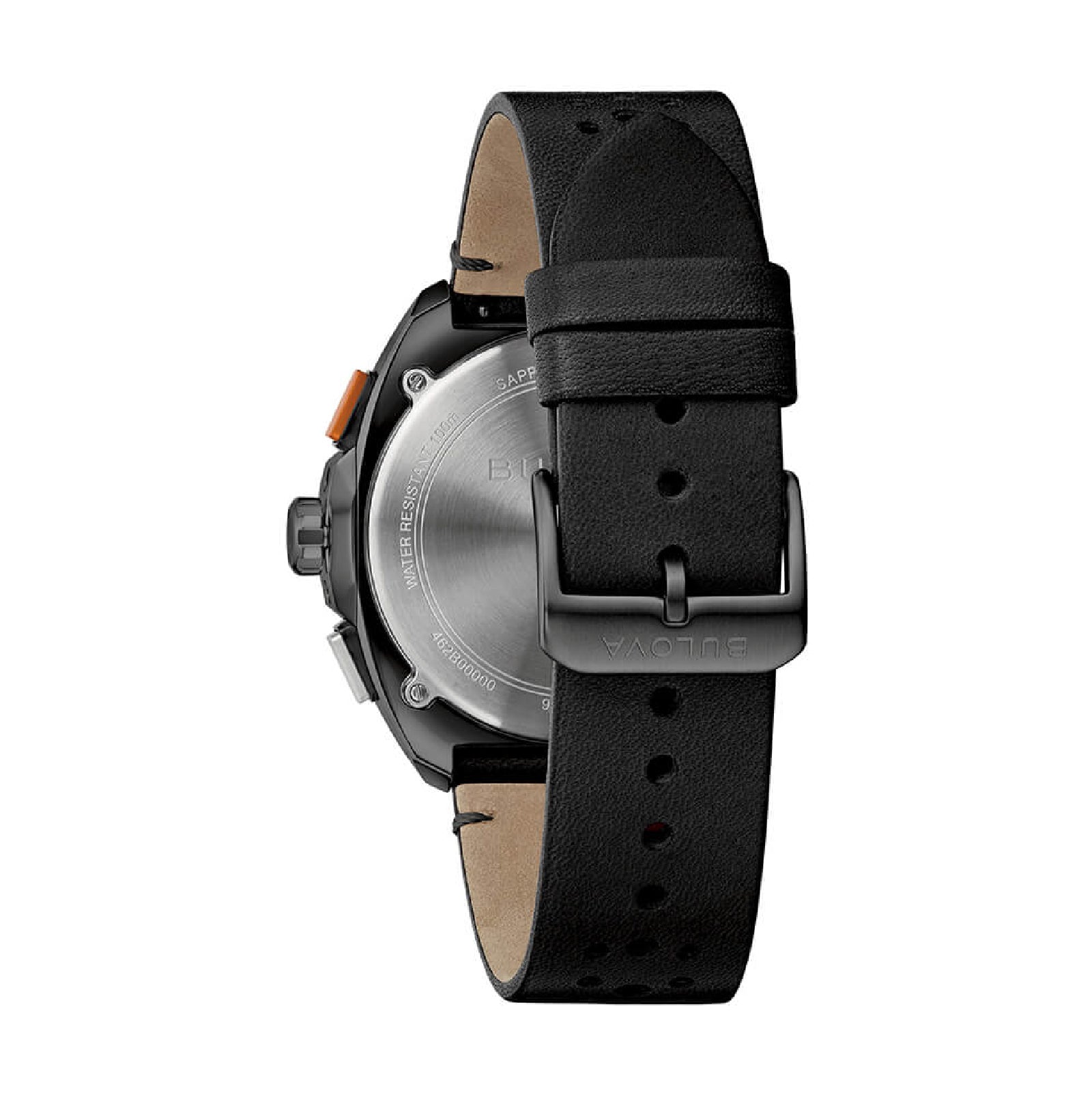 Orologio Cronografo Bulova in acciaio e pelle di colore nero BV.98B428