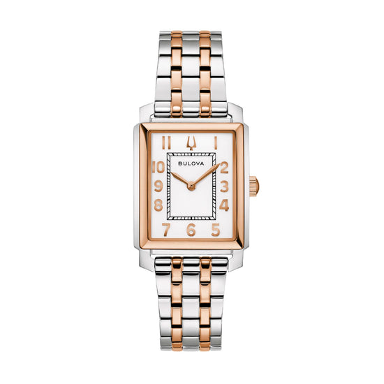 Orologio donna Bulova Sutton Tank in acciaio bicolor oro rosa MISURA UNICA