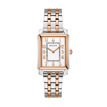 Orologio donna Bulova Sutton Tank in acciaio bicolor oro rosa MISURA UNICA