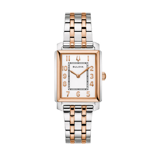 Orologio donna Bulova Sutton Tank in acciaio bicolor oro rosa MISURA UNICA
