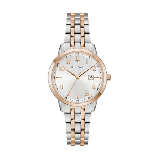 Orologio solo tempo Bulova con bracciale acciaio e oro rosa MISURA UNICA