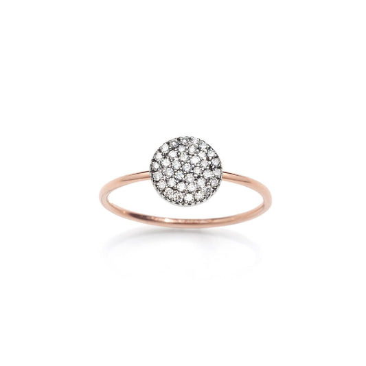 Anello Burato Paillettes donna in oro rosa e diamanti 0,19ct su base tonda BV103-1