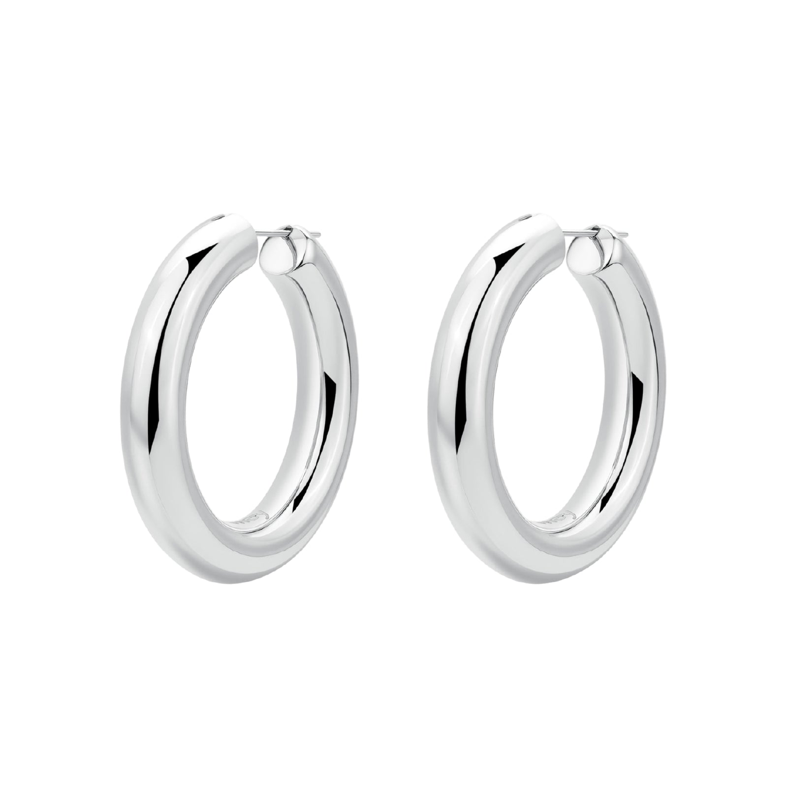 Orecchini a cerchio spesso donna Brosway in acciaio rodiato MISURA UNICA