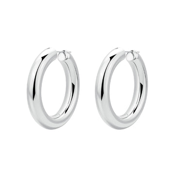 Orecchini a cerchio spesso donna Brosway in acciaio rodiato MISURA UNICA