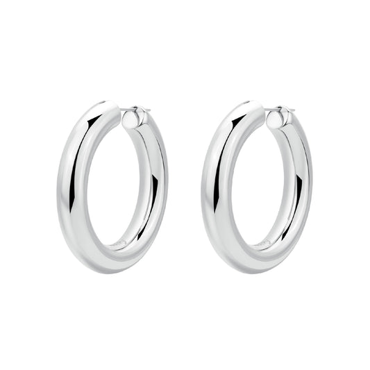 Orecchini a cerchio spesso donna Brosway in acciaio rodiato MISURA UNICA