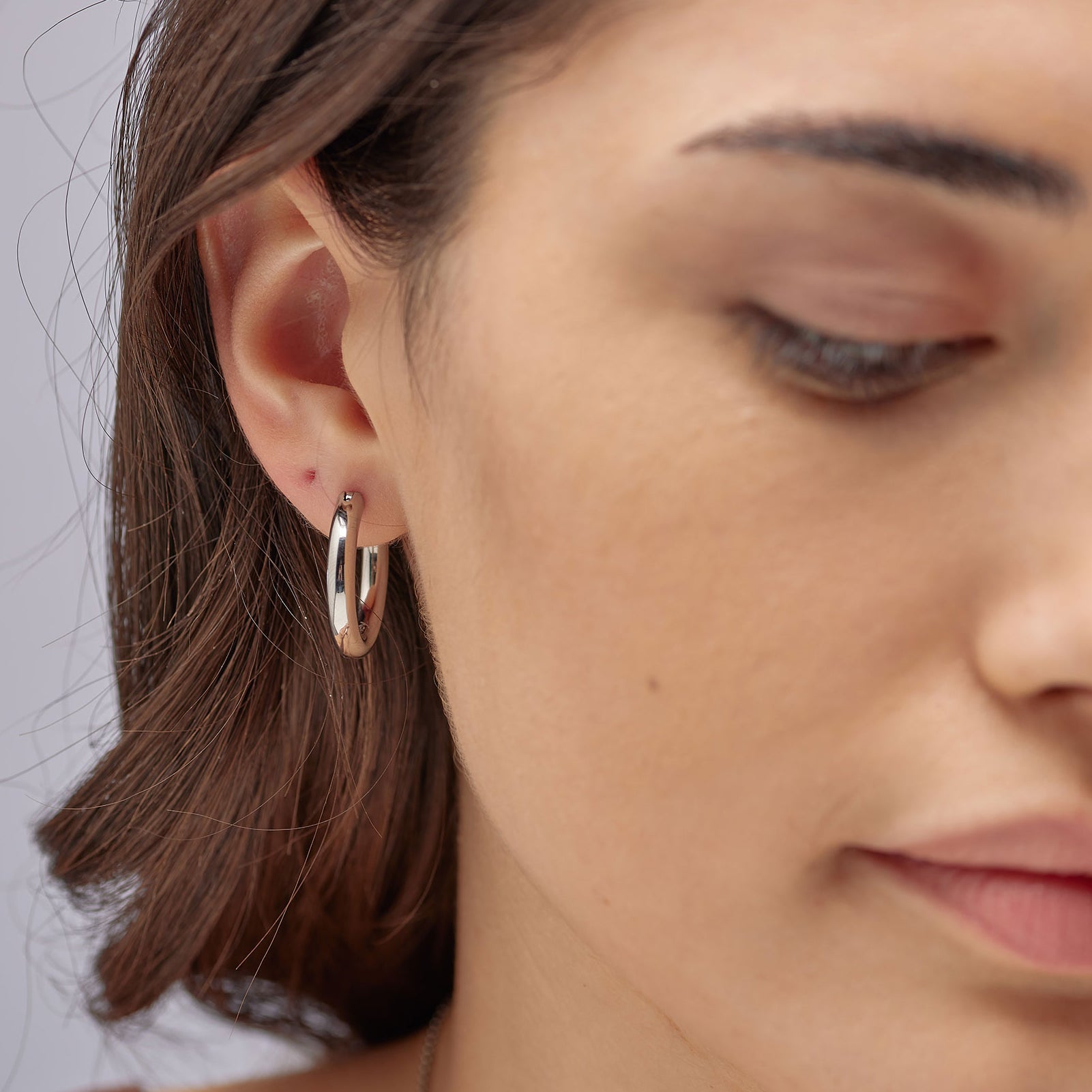 Orecchini a cerchio spesso donna Brosway in acciaio rodiato MISURA UNICA