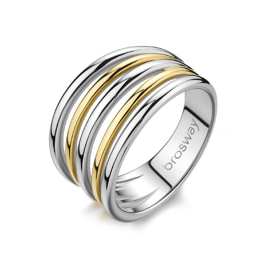 Anello a fascia Brosway Aura in acciaio pvd oro bicolore 14