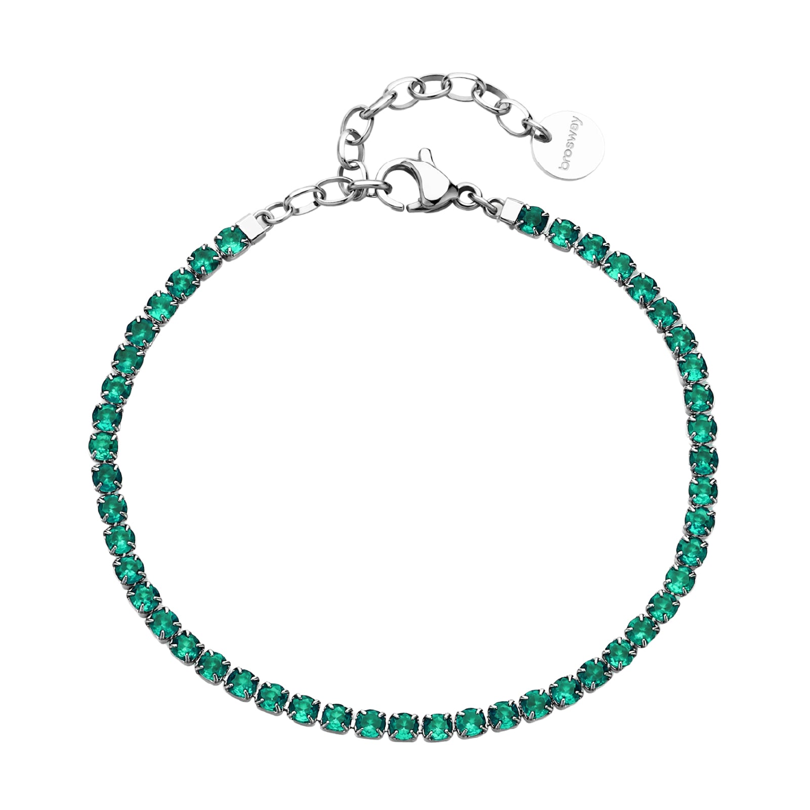 Bracciale tennis donna Brosway acciaio con cristalli verde 20 cm