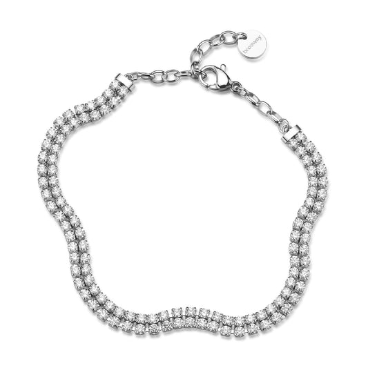 Bracciale doppio filo Brosway Desideri in acciaio e zirconi 20 cm