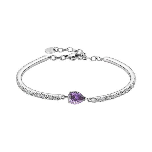 Bracciale semirigido Brosway in acciaio e zirconi goccia viola diametro 62 mm