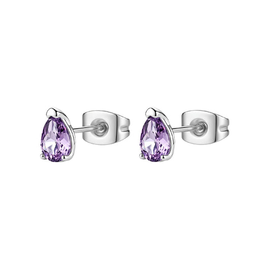 Orecchini punto luce Brosway in acciaio e zirconi viola goccia MISURA UNICA