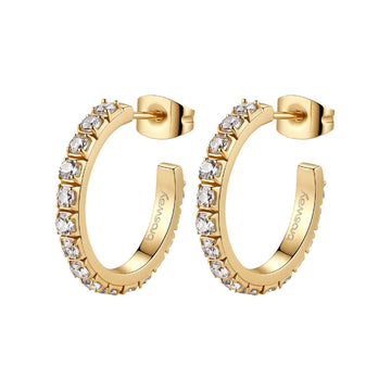 Orecchini cerchio Brosway in acciaio oro e zirconi bianchi 20mm MISURA UNICA