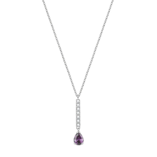 Collana catena Brosway in acciaio e zirconi goccia viola MISURA UNICA