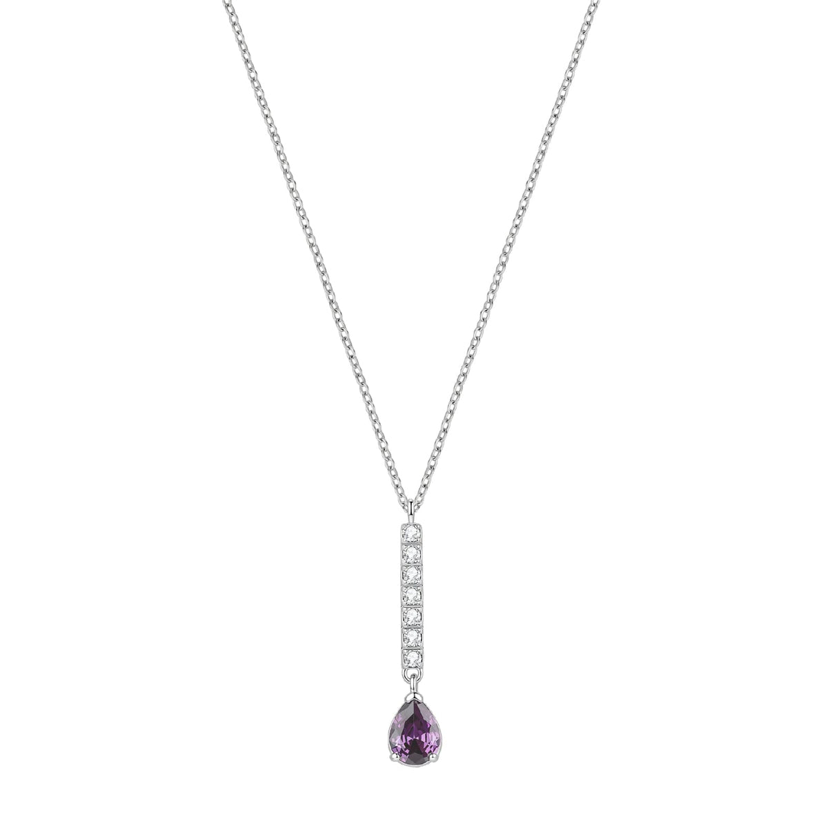 Collana catena Brosway in acciaio e zirconi goccia viola MISURA UNICA