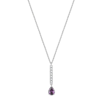 Collana catena Brosway in acciaio e zirconi goccia viola MISURA UNICA