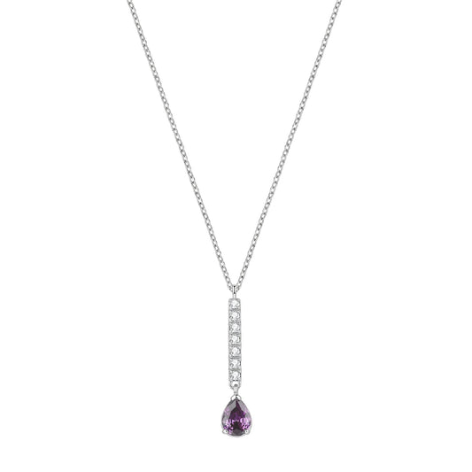 Collana catena Brosway in acciaio e zirconi goccia viola MISURA UNICA
