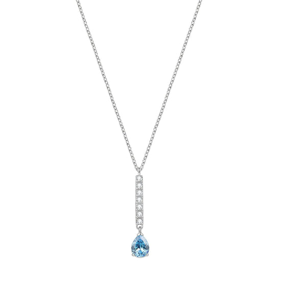 Collana catena Brosway in acciaio e zirconi goccia celeste MISURA UNICA