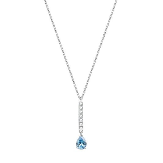 Collana catena Brosway in acciaio e zirconi goccia celeste MISURA UNICA