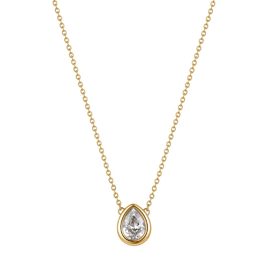 Collana catena Brosway in acciaio dorato e zircone goccia MISURA UNICA