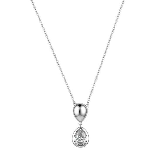 Collana catena Brosway in acciaio e zircone doppia goccia MISURA UNICA